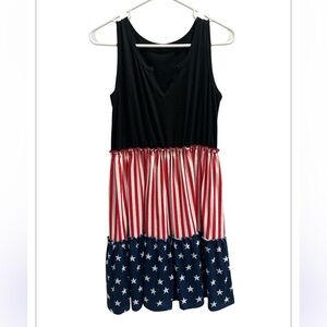 Red White & Blue American Flag Patrotic Sleeveless Small Dress